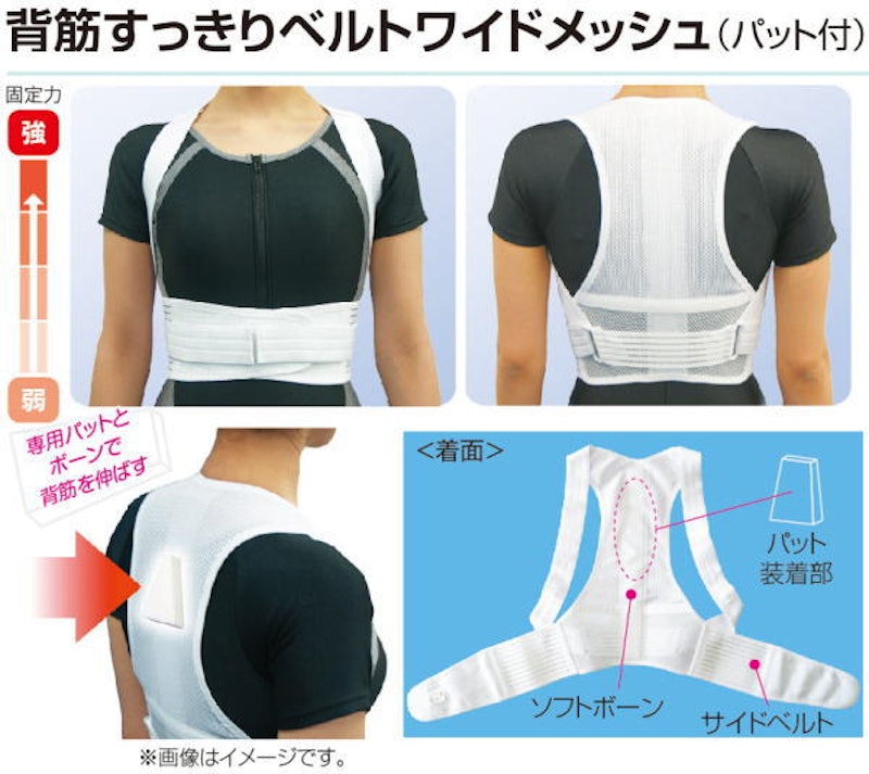 背筋すっきりベルトワイドメッシュ(パット付) 3