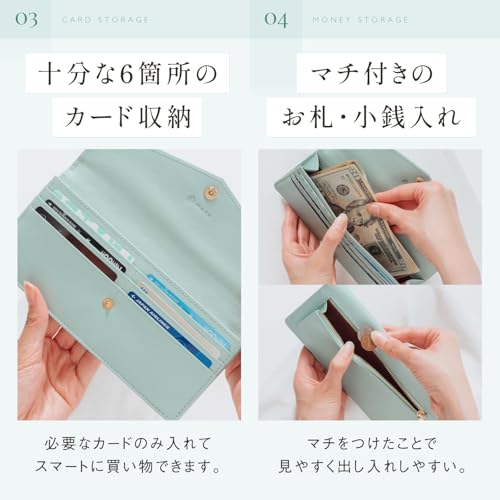 本革 サフィアーノレザー スキミング防止 コンパクト かぶせ蓋付き 薄型 長財布 5