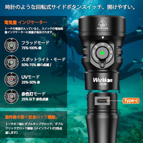 Wurkkos ダイビングライト 3