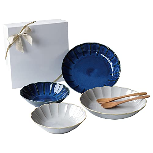 名入れしのぎお花の釉変り食器セット 1