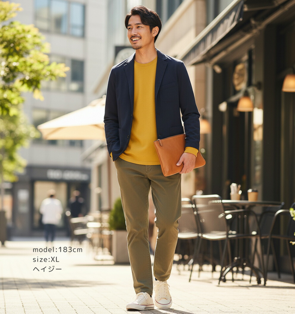  袖リブ付き クルーネック 長袖 Tシャツ 3