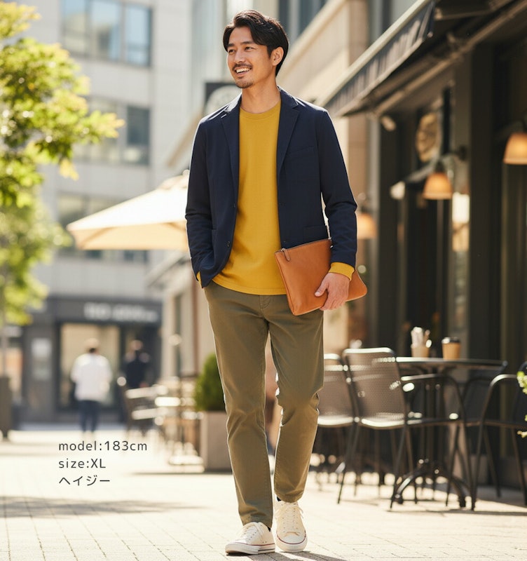 袖リブ付き クルーネック 長袖 Tシャツ 3