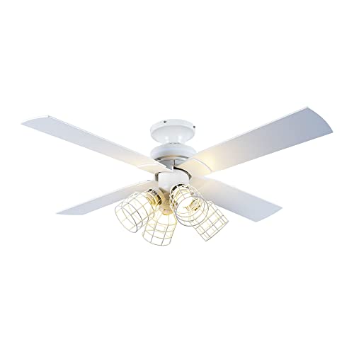 ホワイト シーリングファン フラワー型 フラワー型のシェードが特徴的