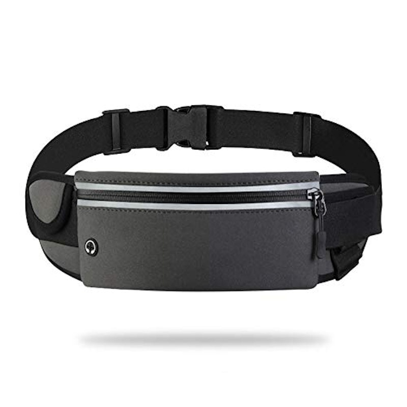 ランニングポーチ ウエストポーチ 水筒ポーチ付き 65-140cm調整可能 スマホ対応 グレー 1