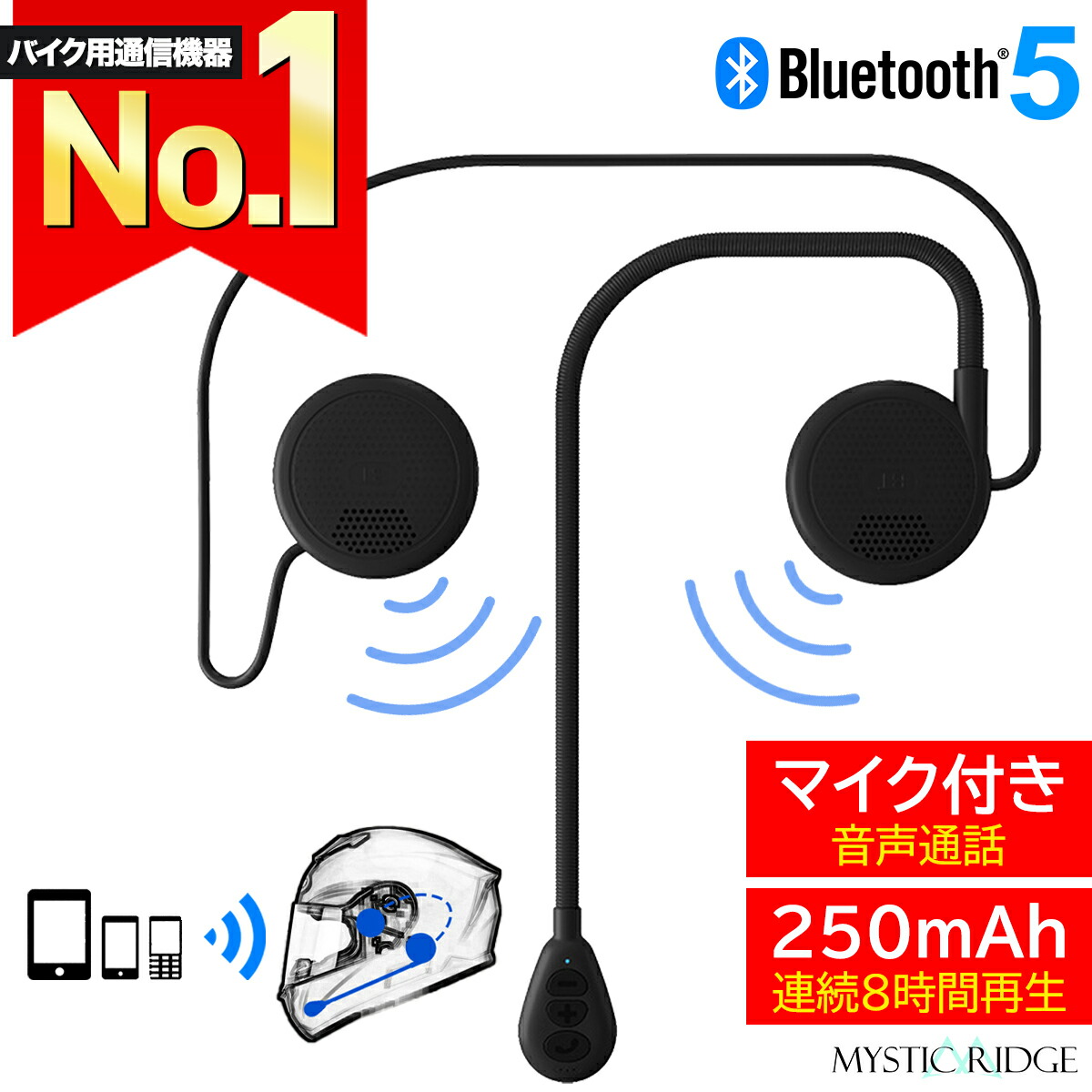 ヘルメット用Bluetoothイヤホン 1