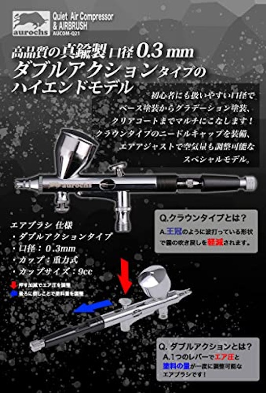 静音エアコンプレッサー エアブラシセット 5