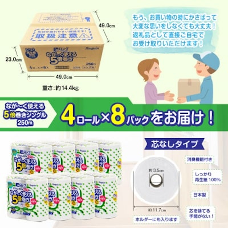 ペンギン 超ロング再生紙5倍巻き 2