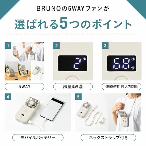 【メディア紹介１位⭐️BRUNO ハンディファン】 グレージュ チャコール メディア紹介1位⭐️BRUNO ハンディファン】 グレージュ