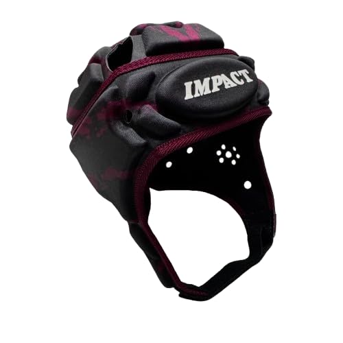 IMPACT ラグビー ヘッドキャップ V2 Premium Vented SPLATTER ブラック/マルーン Sサイズ 3