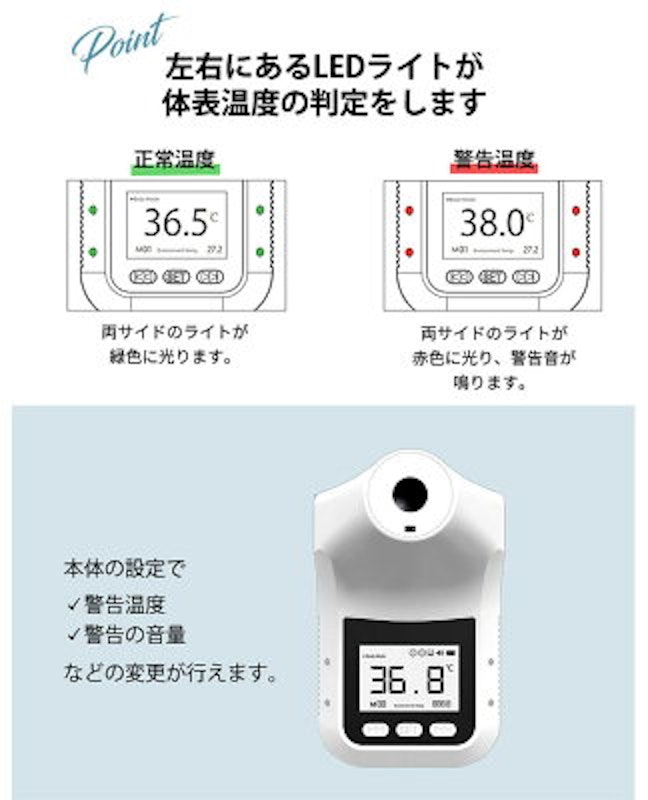 スタンド付き 自動手指消毒器 検温器セット 3