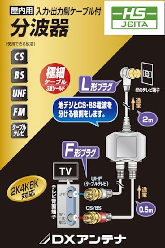 分波器 入力・出力ケーブル付 2