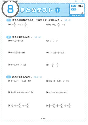 中1～3/10分間復習ドリル 計算 3