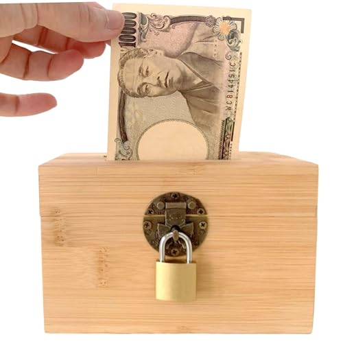 鍵付き竹製貯金箱 1