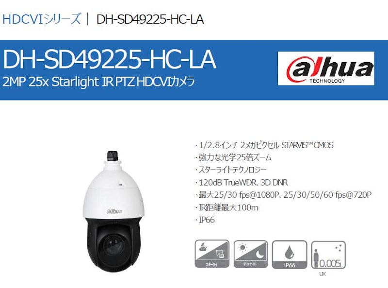 2メガピクセルスターライトIR LED搭載HDCVIカメラ 1
