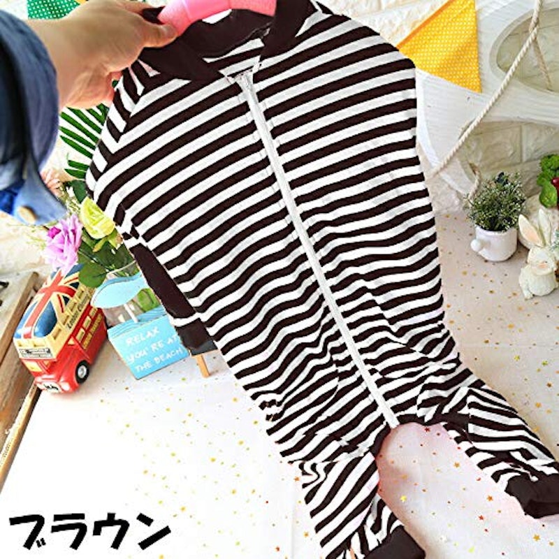 PET FiND 背面ファスナー付きボーダー つなぎ 7