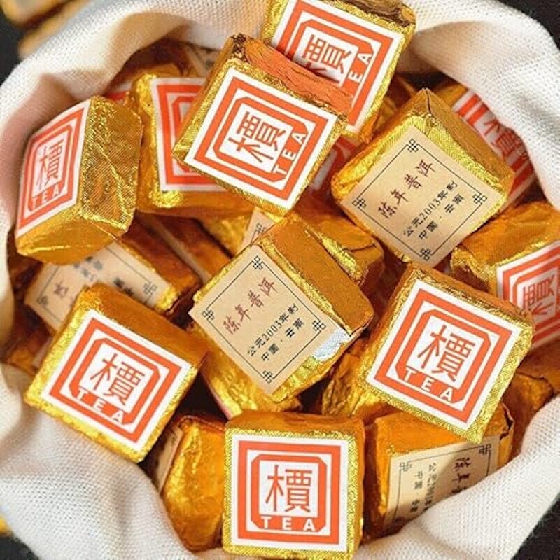 HELLOYOUNG 中国雲南省天然ミニ熟成完熟プーアル茶ブリック 1
