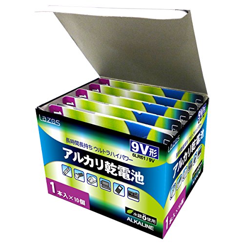 Lazos 9Vアルカリ乾電池 4