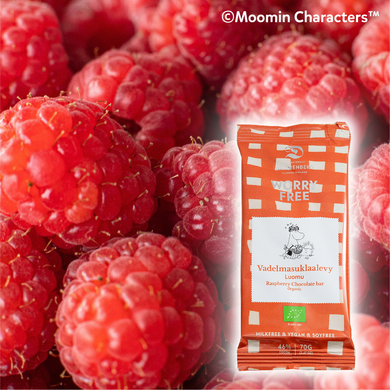 Moomin Organic Raspberry 46％ chocolate bar 2
