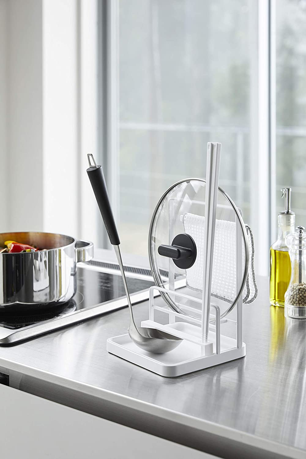 tower 特典付き 山崎実業 レンジフードなべ蓋ホルダー タワー