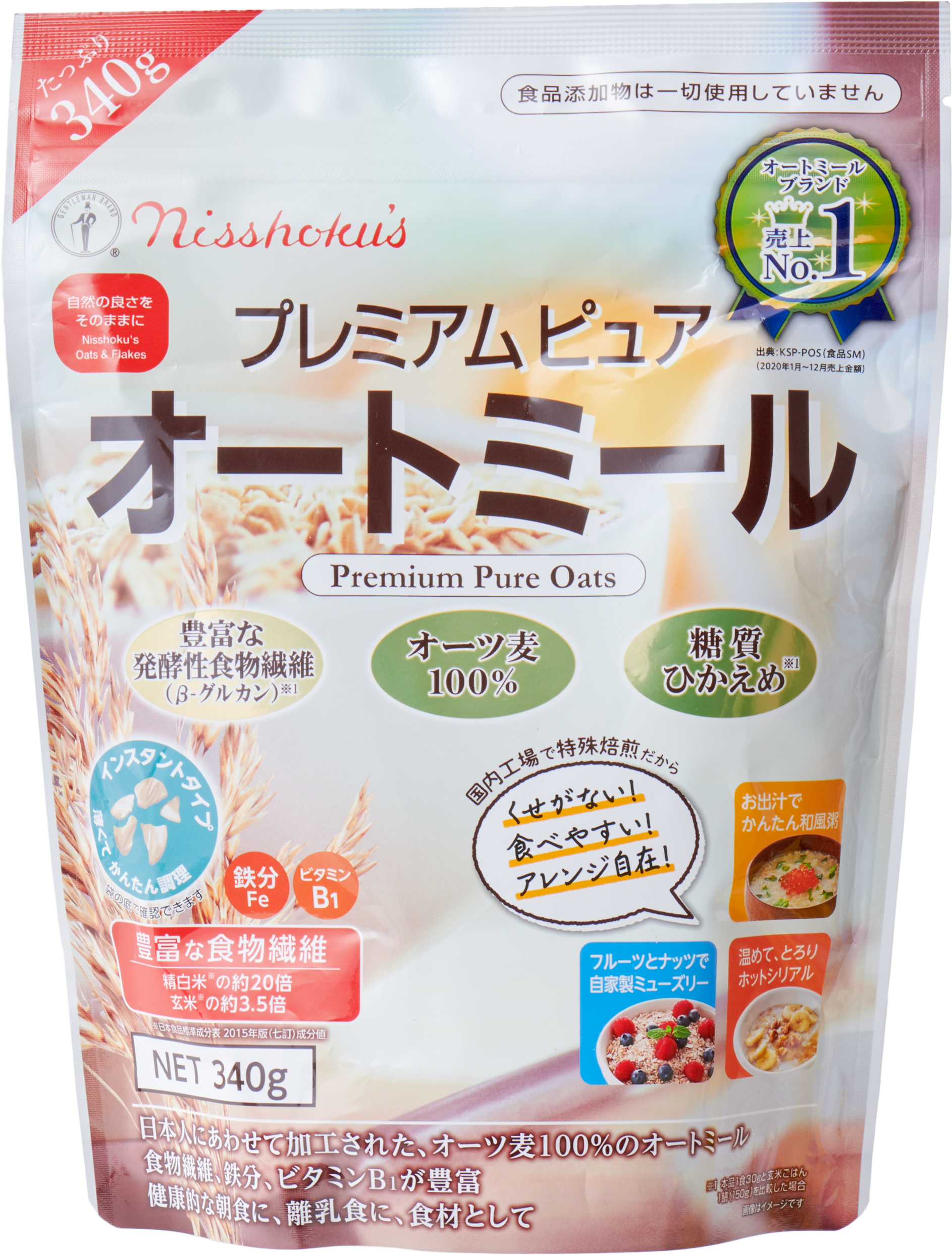あすつく】 日本食品製造 日食 プレミアムピュアオートミール 340g × 24袋<br> 常温 全温度帯可