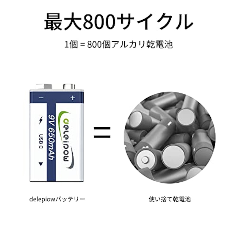 USB充電式リチウムイオン充電池 5