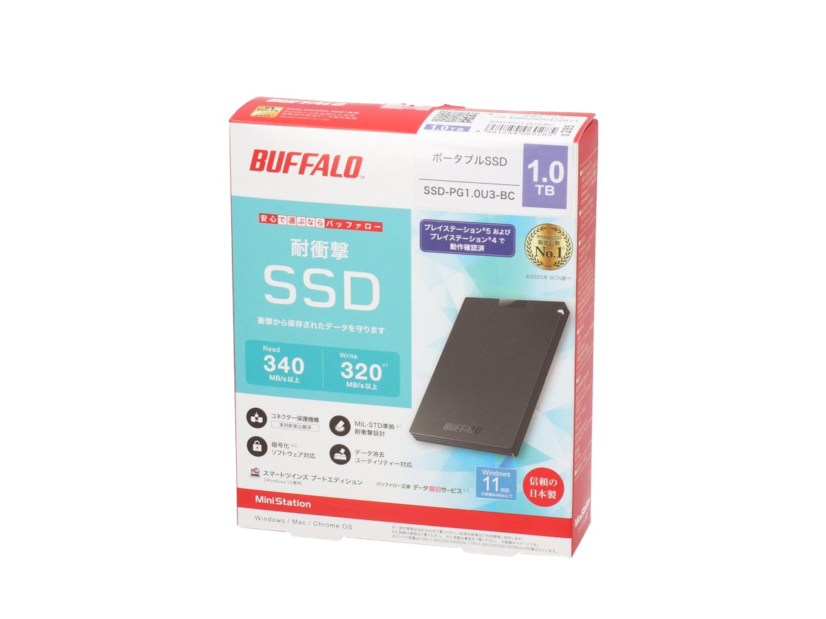 ポータブルSSD BUFFALO SSD-PG1.0U3-BC 1TB ポータブルSSD BUFFALO SSD-PG1.0U3-BC 1TB