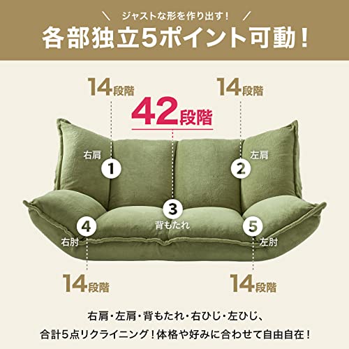 2人掛け 肉厚フロアソファ リクライニング 4