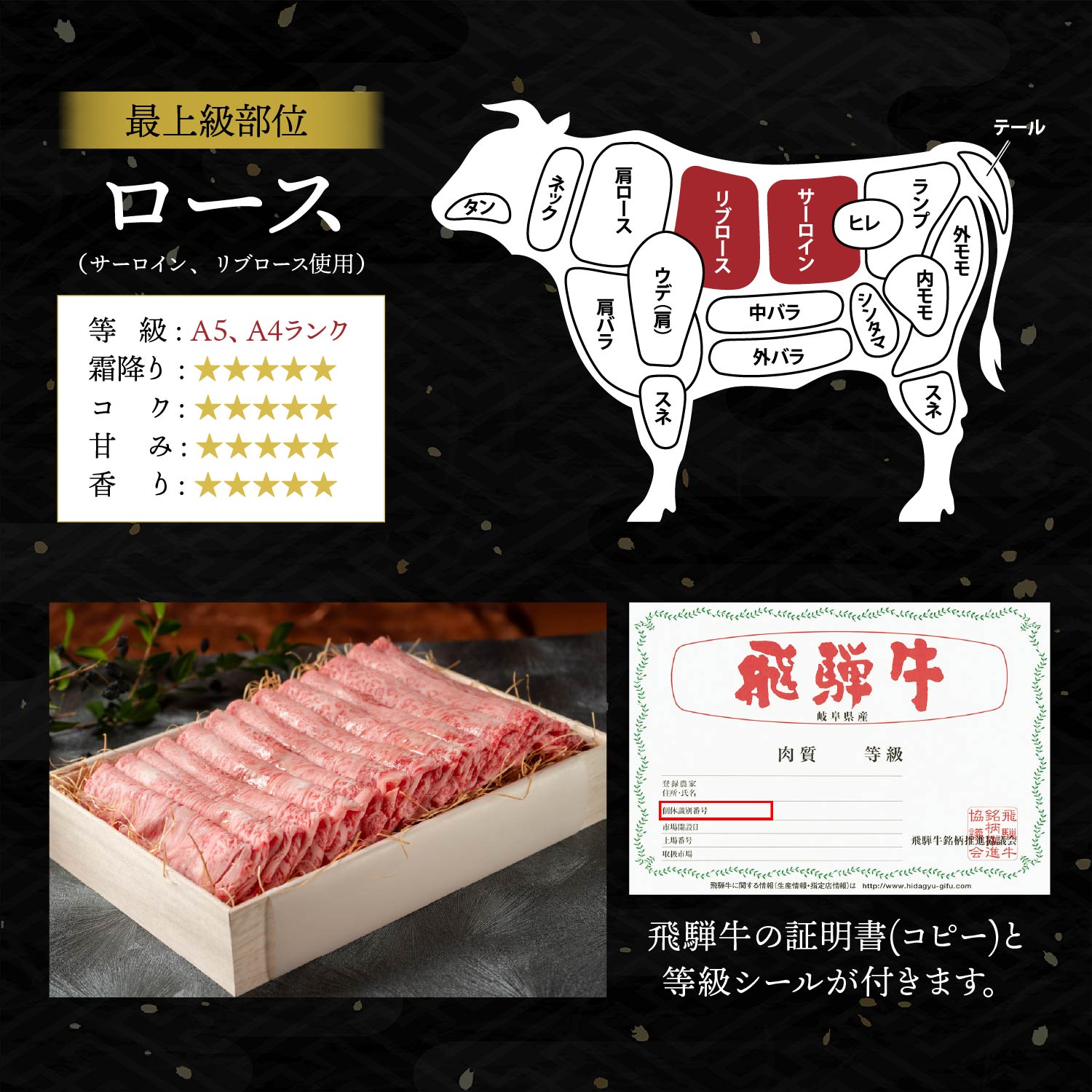  飛騨牛 霜降りロース　すき焼き/しゃぶしゃぶ 6
