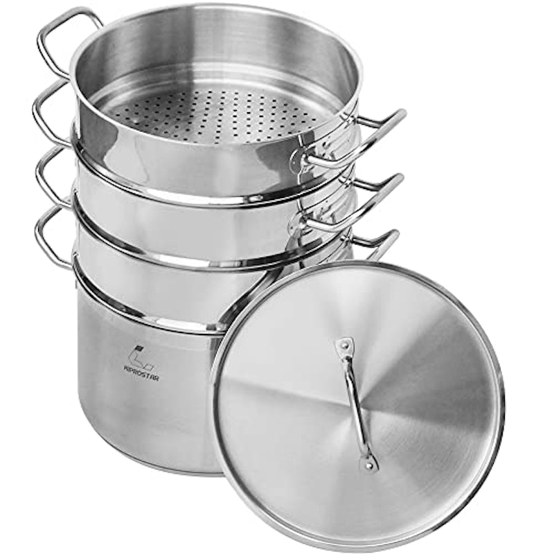 IHステンレス半寸胴鍋 蒸し器3段セット 1