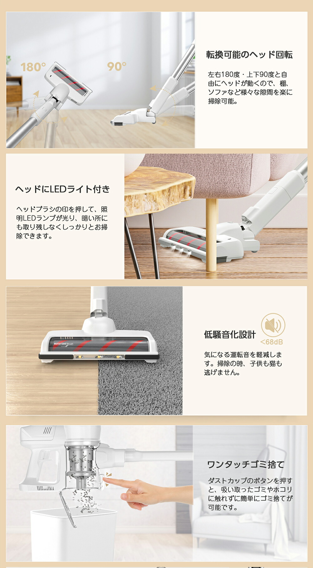 AZMKOO コードレス掃除機 4