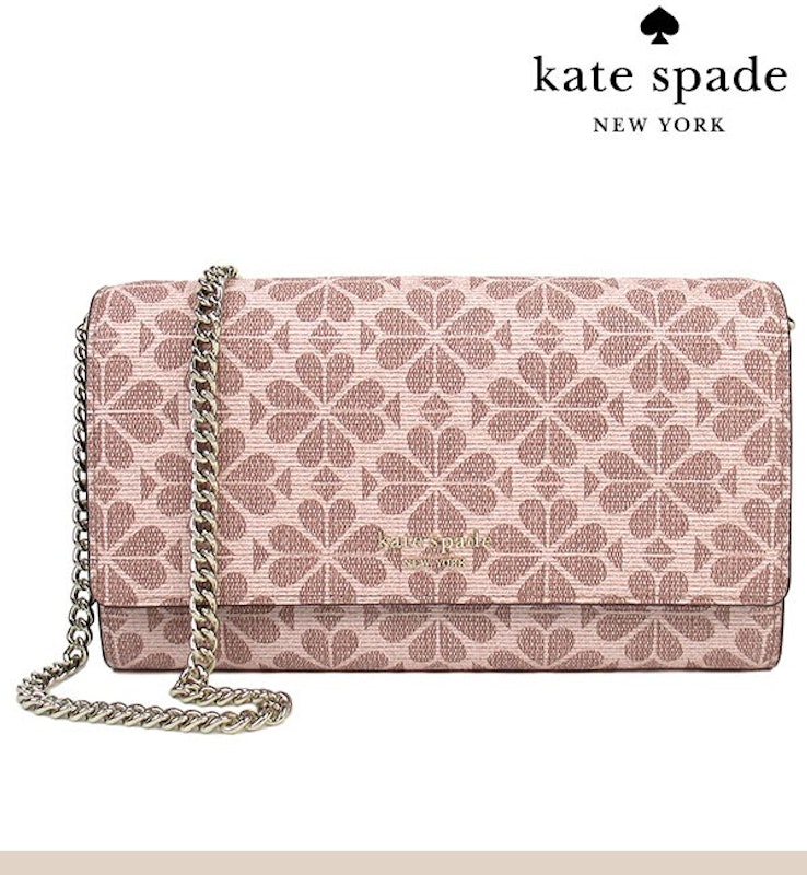 SPADE FLOWER COATED CANVAS CHAIN CLUTCH WALLET