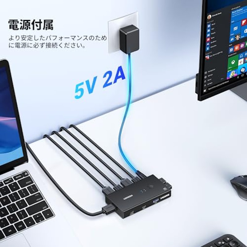 HDMI KVM切り替え機 2入力1出力 4K@60Hz 6