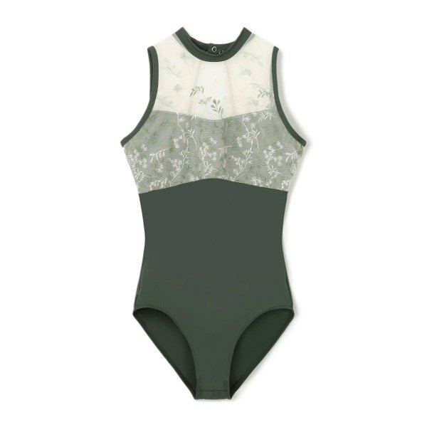 チャコット L サイズ グレー七分袖 シースルー袖 レオタード