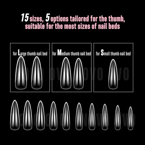 Long Almond Nail Tips NATURAL Not SCULPTED for Flat Nail Beds 6
