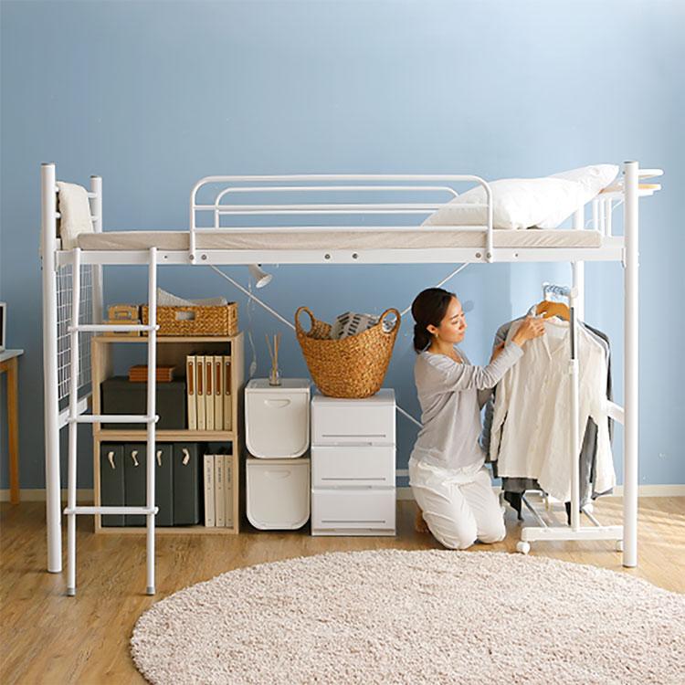 専用② ロフトベッド シングル パイプベッド デスク付き 階段付き 【左右