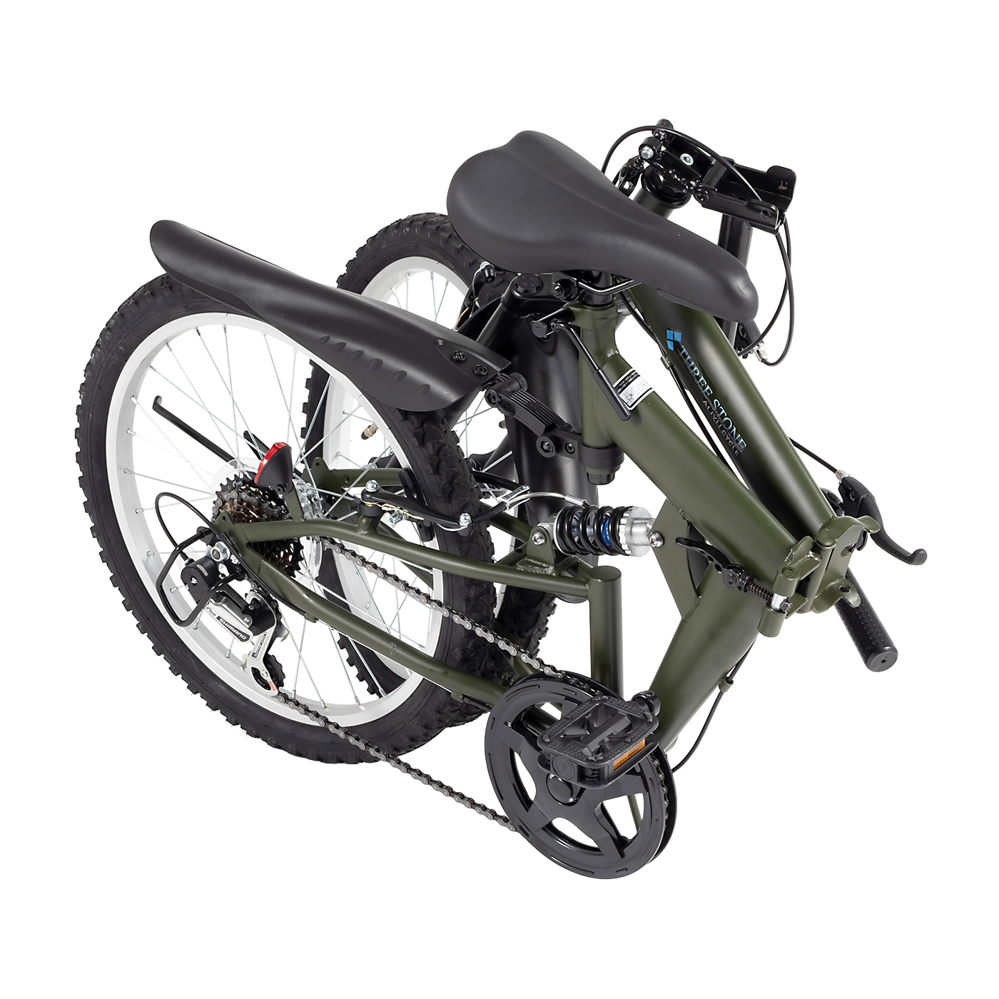 ［美品］スリーストーン折り畳み自転車　サスペンション付　AJ-01N 現地引取 アイジュサイクル 折りたたみ自転車 MTB 20インチ シマノ 6段ギア