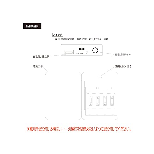  乾電池式 LEDライト ポータブル充電器 4