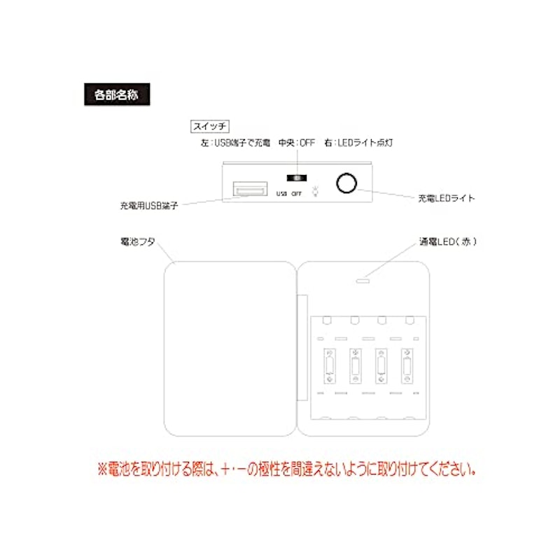 乾電池式 LEDライト ポータブル充電器 4