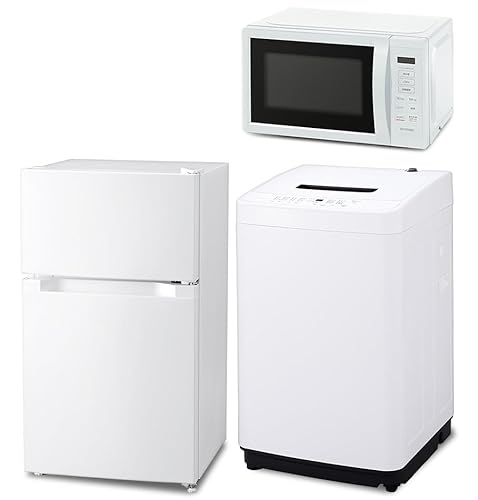 シンプル家電セット｜比較的最近のモデル｜清掃済みで使い始めやすい2点 D19d 一人暮らし家電セット5点（冷蔵庫：87L、洗濯機：5.0kg、レンジ、掃除