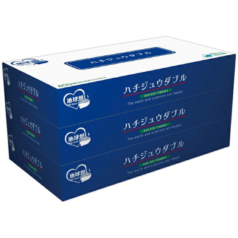 ハチジュウダブル BOXティッシュ 80W3P 1
