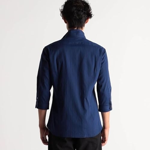 NICOLE CLUB FOR MEN リバーシブルドビー 7分袖スタンドカラーシャツ 4