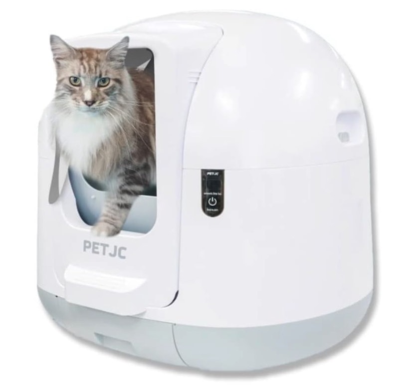 A789猫トイレ自動:ねこ 自動猫トイレフード付き自動掃除 ニオイの広がり防止 猫用品