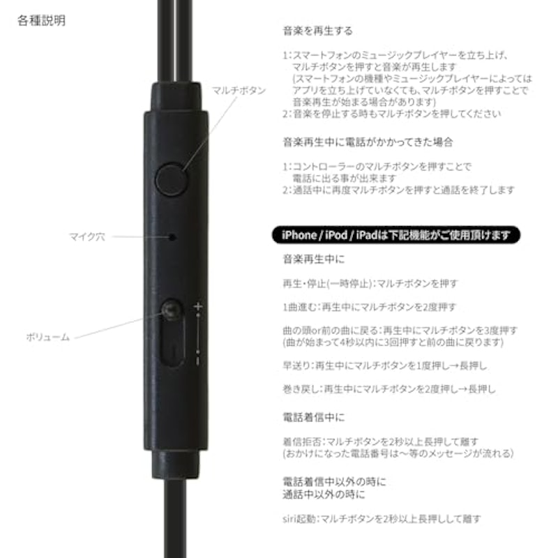リモコンマイク付き USB Type-C ステレオイヤホン 2