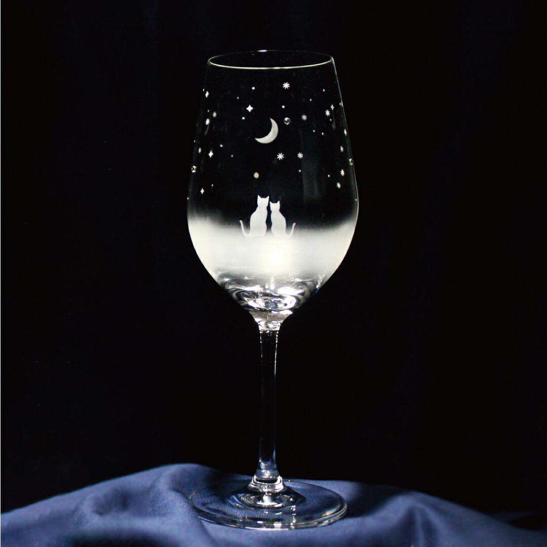 Clear Gradation Glass 一緒に見る三日月＆満月の夜空／ワイングラス ペアセット 2