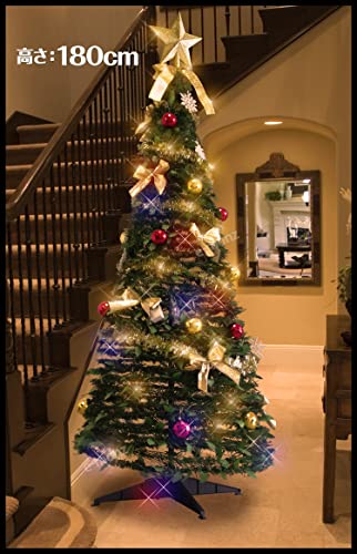 クリスマスツリー180cm クリスマスツリー 折り畳みデコレーションツリー180cm／レッド