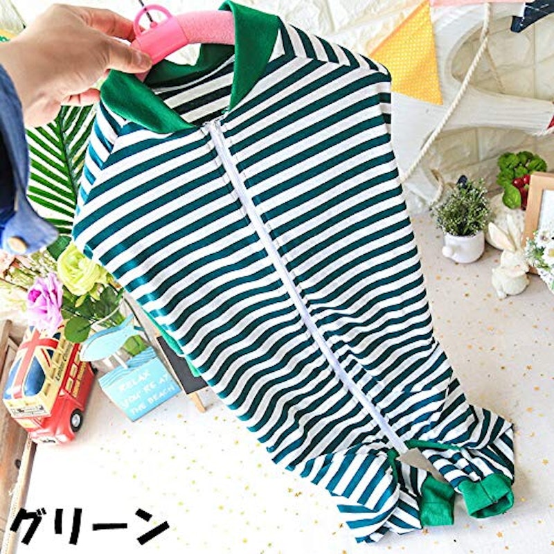 PET FiND 背面ファスナー付きボーダー つなぎ 4