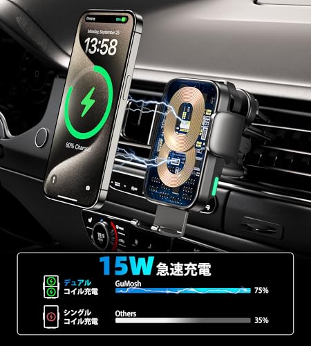 ☆充電スマホホルダースタイリッシュ、車内の最適アイテム 車載ワイヤレス充電スマホホルダーのおすすめ人気ランキング