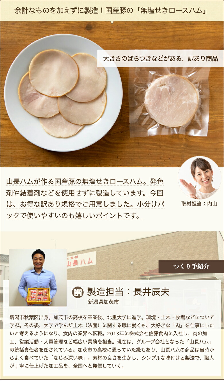 無塩せき国産豚ロースハム 15パック入り 3