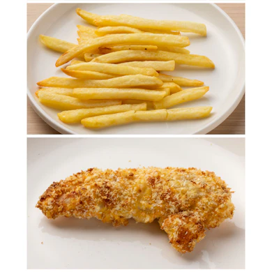 冷凍ポテトは中までホクホク。ささみかつは肉汁たっぷり!