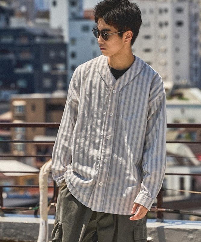 ストライプベースボールシャツ 1